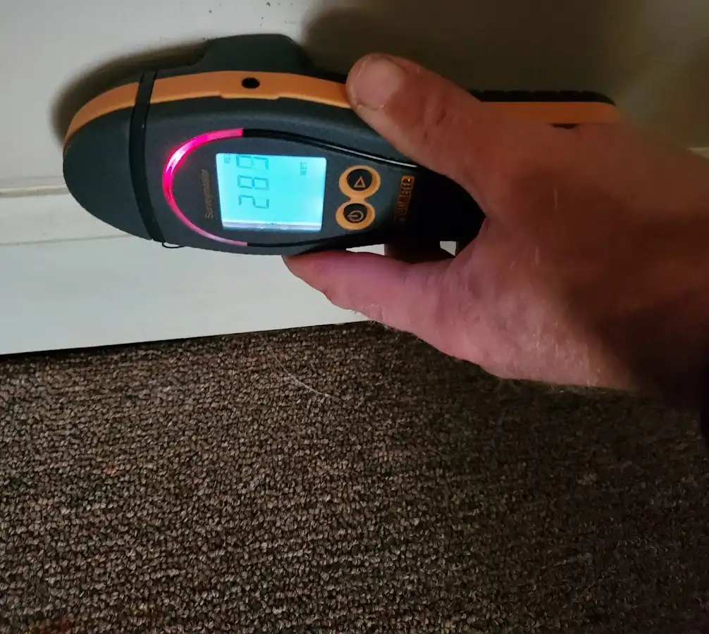 Moisture detection at baseboard during Storm Damage Restoration in Ringwood